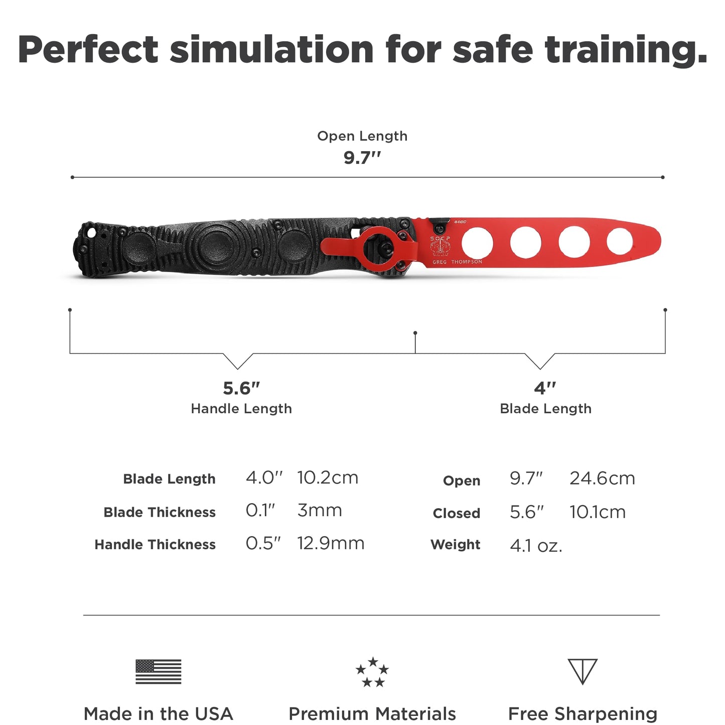 Benchmade SOCP Tactical Folder, Trainer Blade