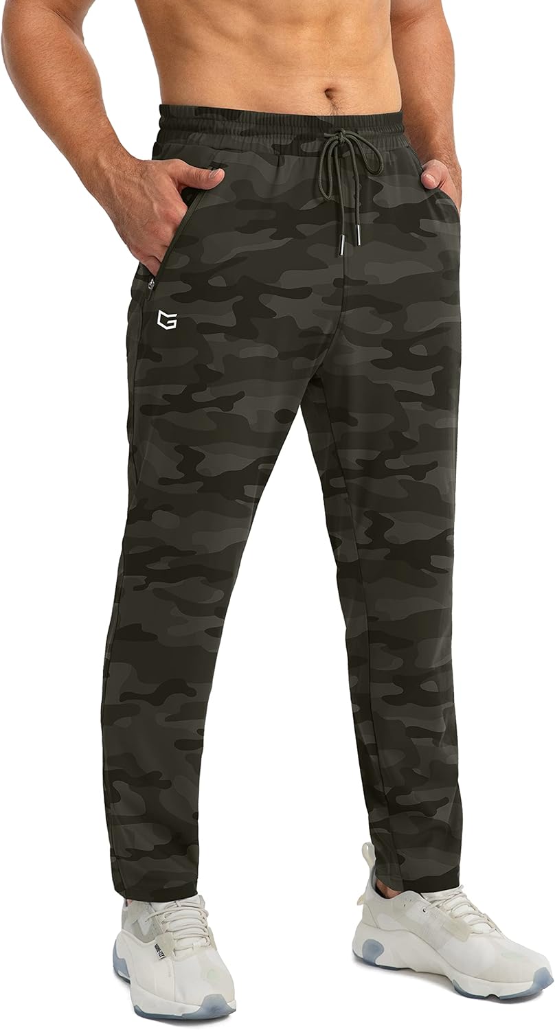 Men's Athletic Sweatpants with Zipper Pockets - Tapered Joggers for Workout, Jogging, Running