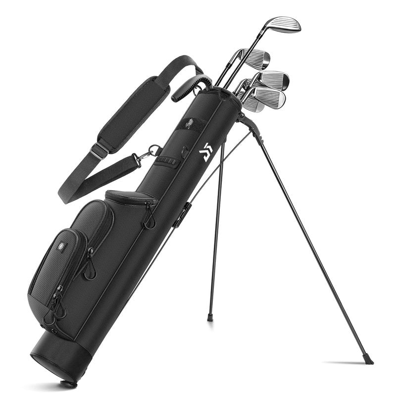 Lightweight Golf Stand Bag with Cooler Pocket, Small Sunday Golf Carry Bag for 6–8 Clubs, Compact and Portable for Men & Women, (Black)