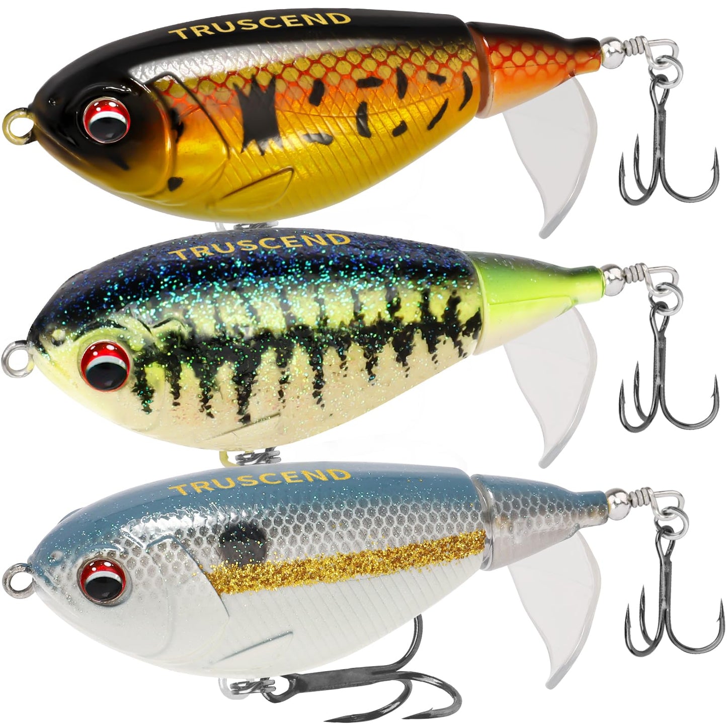 TRUSCEND Suspending Jerkbait Fishing Lures, Precision-Engineered Minnow with Sound, Flash & Irresistible Action, Cast Farther, Glow Brighter and Rattle Louder Jerkbaits for Bass Walleye Pike Catfish