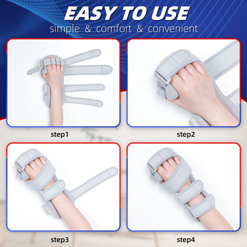 Fanwer Stroke Resting Hand Splint Left&Right, Hand Brace Splint for Stroke Patients - Functional Night Immobilizer Wrist Finger Brace Support for Straightening Fingers, Arthritis, Carpal Tunnel Syndrome (Left)
