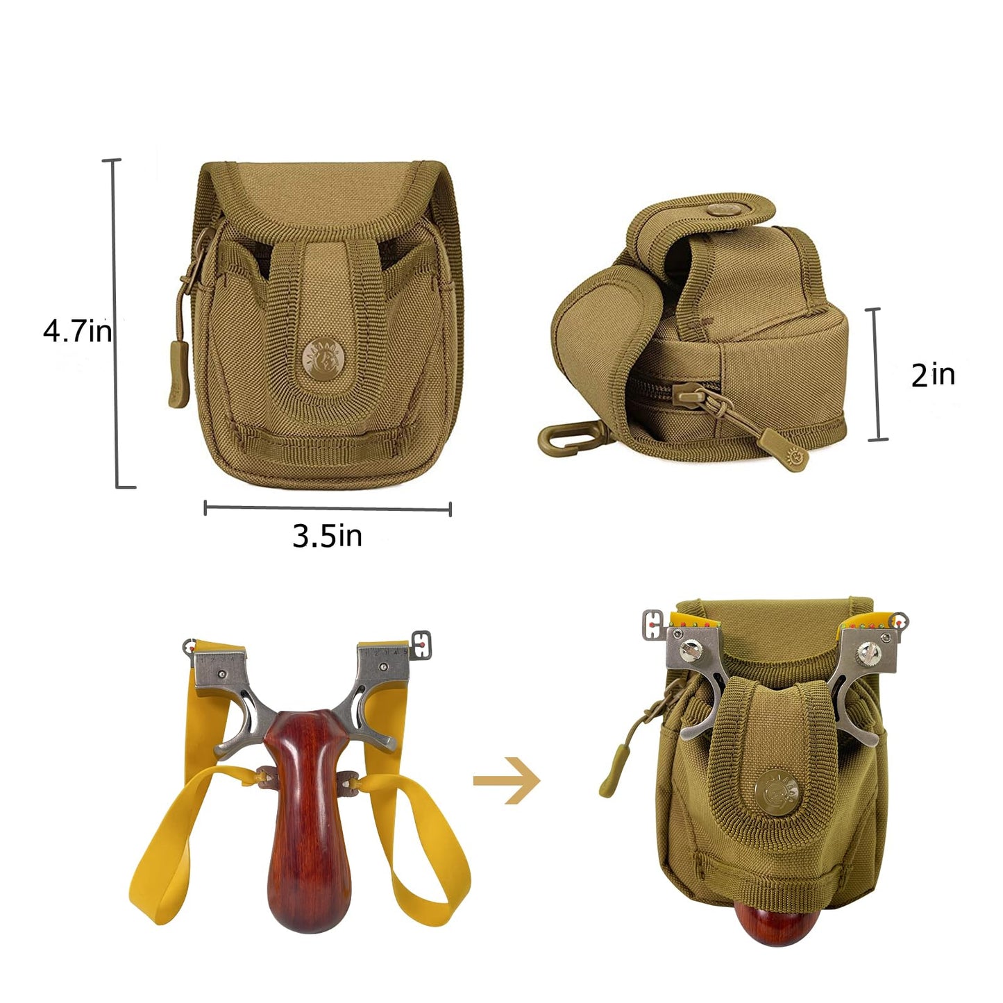 Slingshot Ammo Pouch, Tactical Catapult Slingshot ammo Storage Bag for Utility Gadget Gear Pack Ammo Steel Balls Bearings Bag