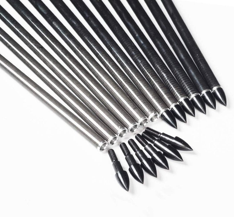 Archery Carbon Arrows - Fluorescent Hunting Practice Target Arrows with Removable Tip | Spine 250-800, Pack of 6/12