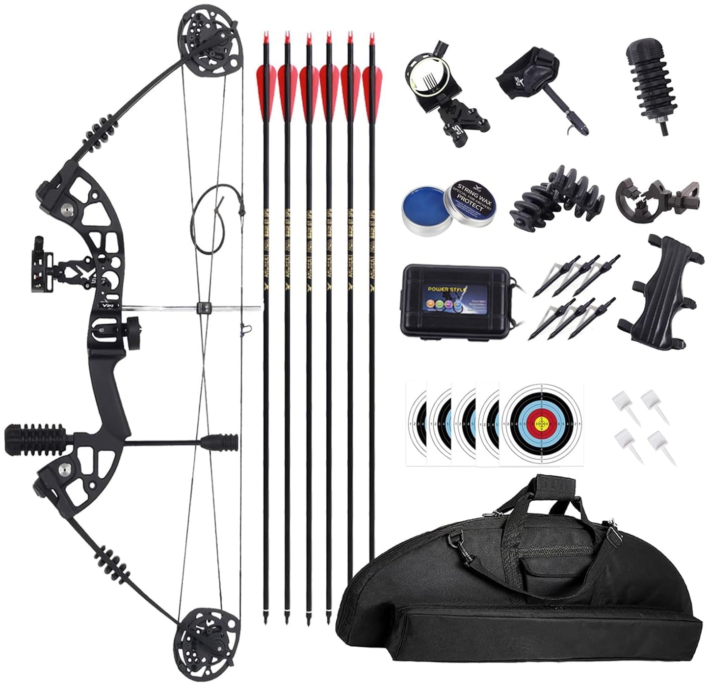 SOPOGER Compound Bows - Adult Beginner Set, 30-60 Lbs Draw Weight, Dual Cam System for Hunting