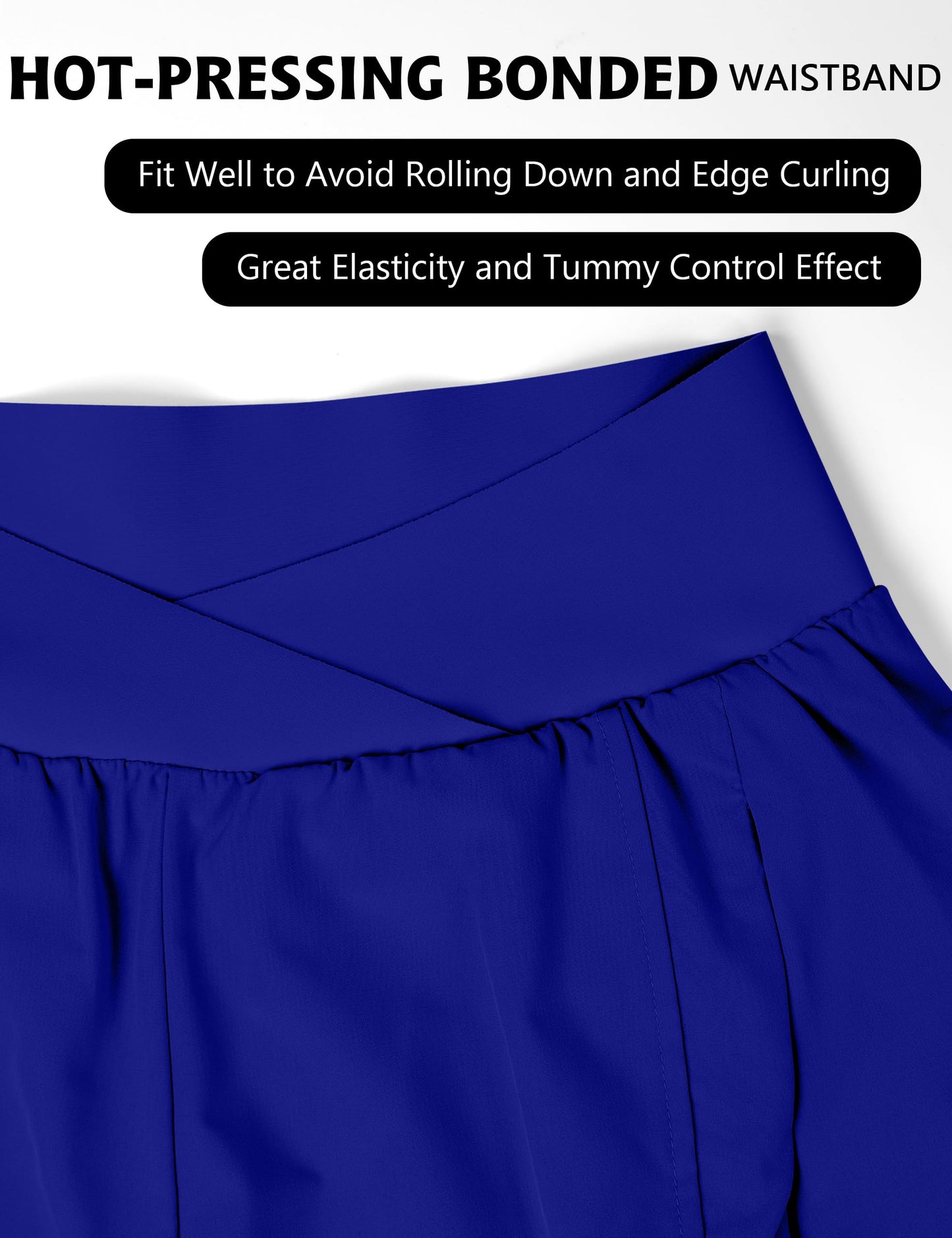 Blooming Jelly Women's Workout Shorts Athletic Running Cross V Cut Waist Work Out Preppy Shorts with Zipper Pockets (Royal Blue,X-Large)