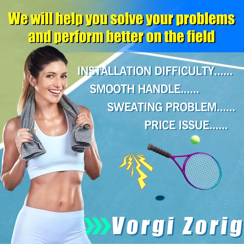 VORHI ZORIG Tennis Racquet Grip Tape,(6/12-Grips) Racquet Grips，Tennis Overgrip Grip Tape Tennis Racket (6-Cyan)