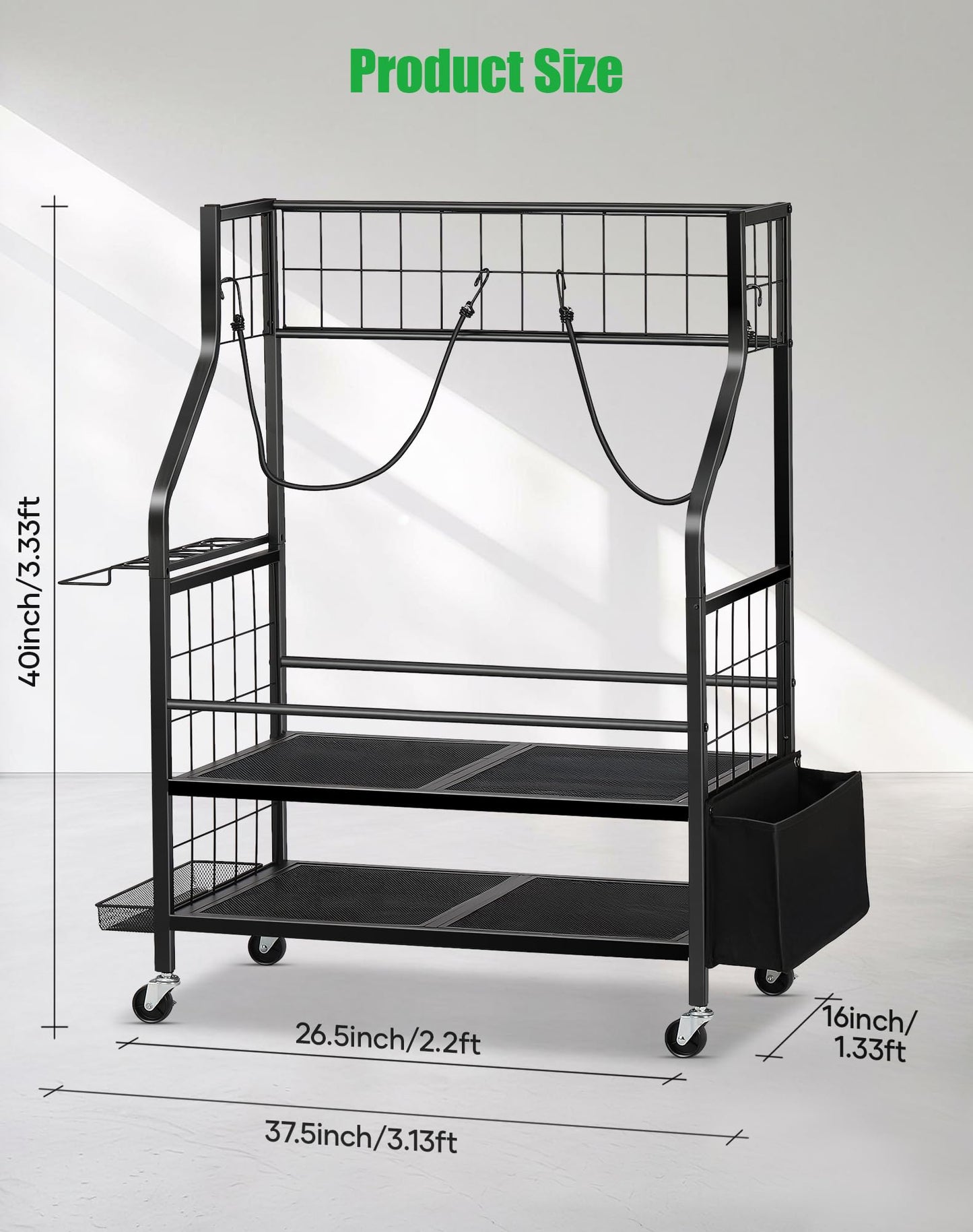 FHXZH Golf Bag Storage Garage Organizer - Golf Bag Stand Fit for 2 Bag, Extra Clubs, Balls, Shoes, and Golf Equipment Accessories, Golf Storage Rack for Garage, Club, Shed (2 Golf Bag Rack)