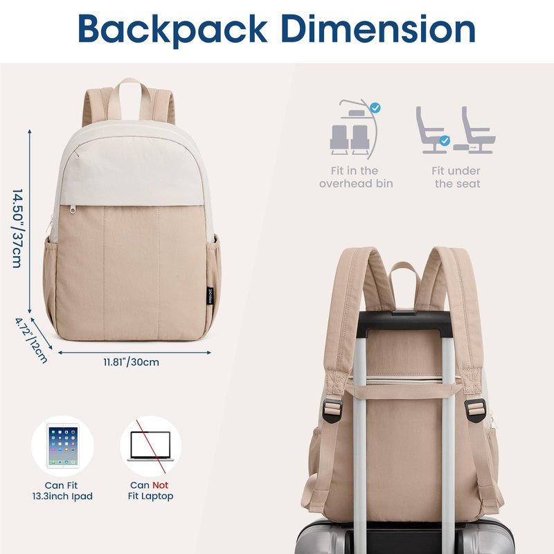 G4Free Mini Backpack for Women Water-resistant Hiking Backpack with Adjustable Shoulder Straps for Travel Shop Work Casual(Beige&Khaki)