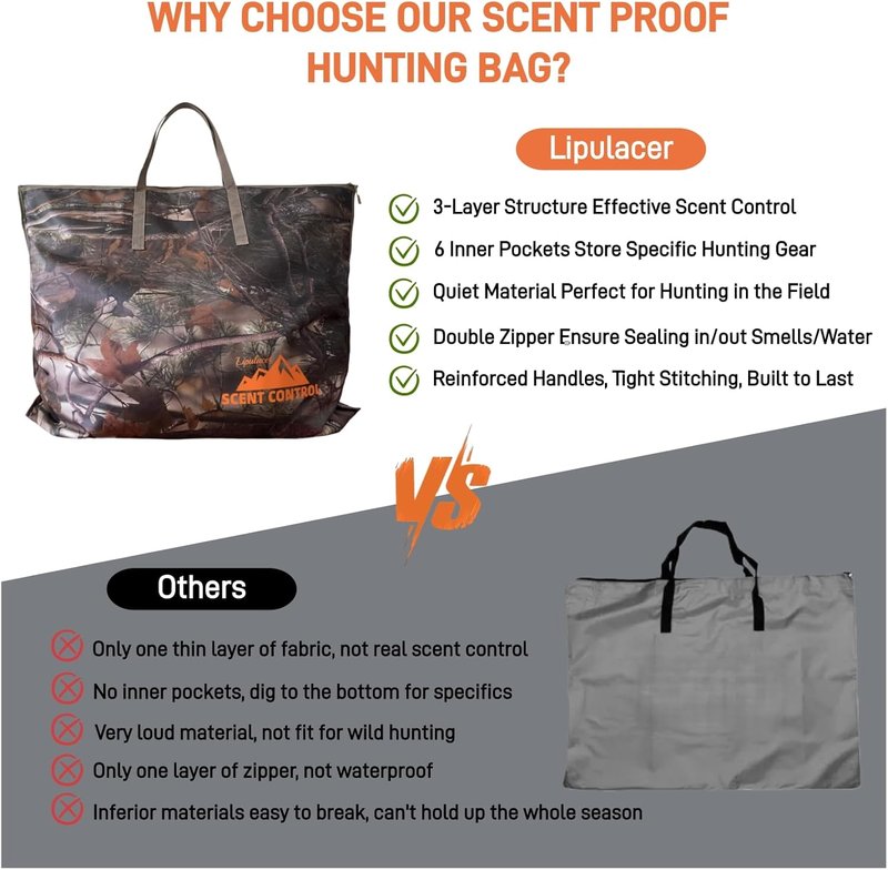 Scent Control Bag - Large 33x25 Inch Waterproof Scent Proof Storage for Hunting Gear | Leaf Camouflage