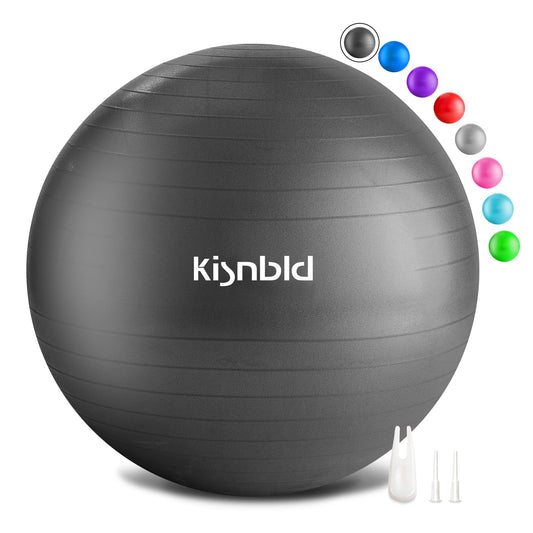 kisnbld Exercise Ball, Extra Thick Yoga Ball for Workout Pregnancy Stability, 4 Sizes Anti-Burst Balance Ball with Foot Pump - Heavy Duty Fitness Ball Chair for Office, Home & Gym