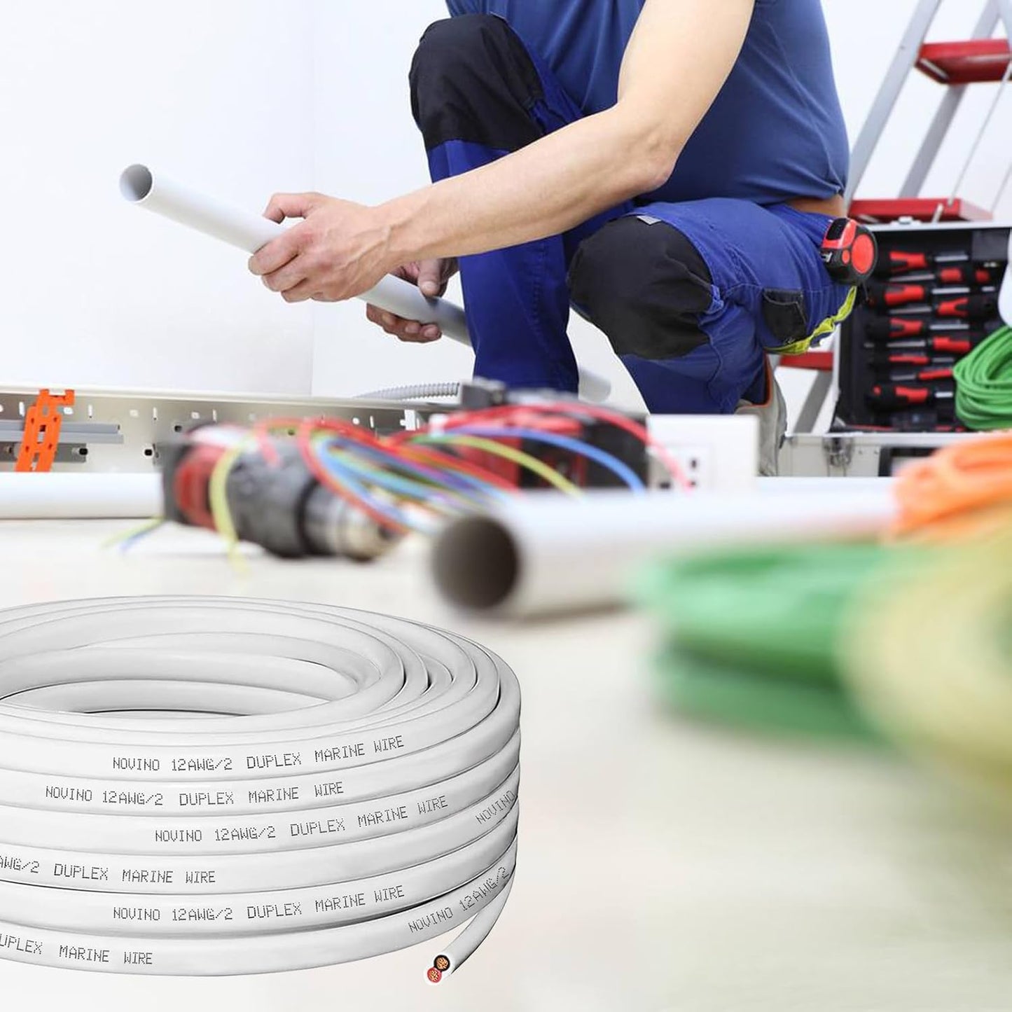 12 AWG Duplex Marine Grade Wire - 30ft Tinned Copper Electrical Cable for Boats, RVs & Trailers