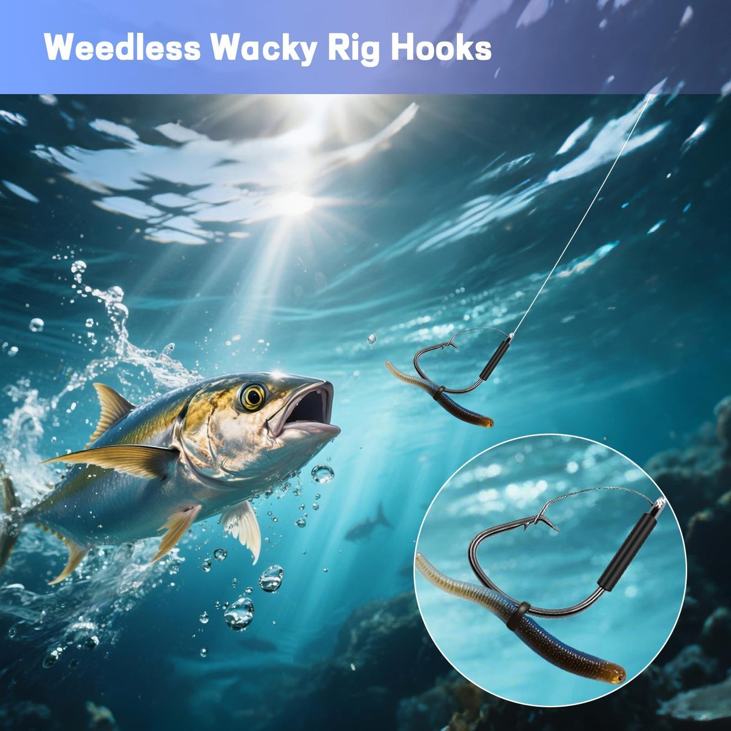 Natufish 25-Pack 2X Strong Weedless Wacky Rig Hooks - Ultra Sharp Neko Rig Circle Weedless Hooks for Bass & Catfish,Saltwater & Freshwater (3/0_25PCS)