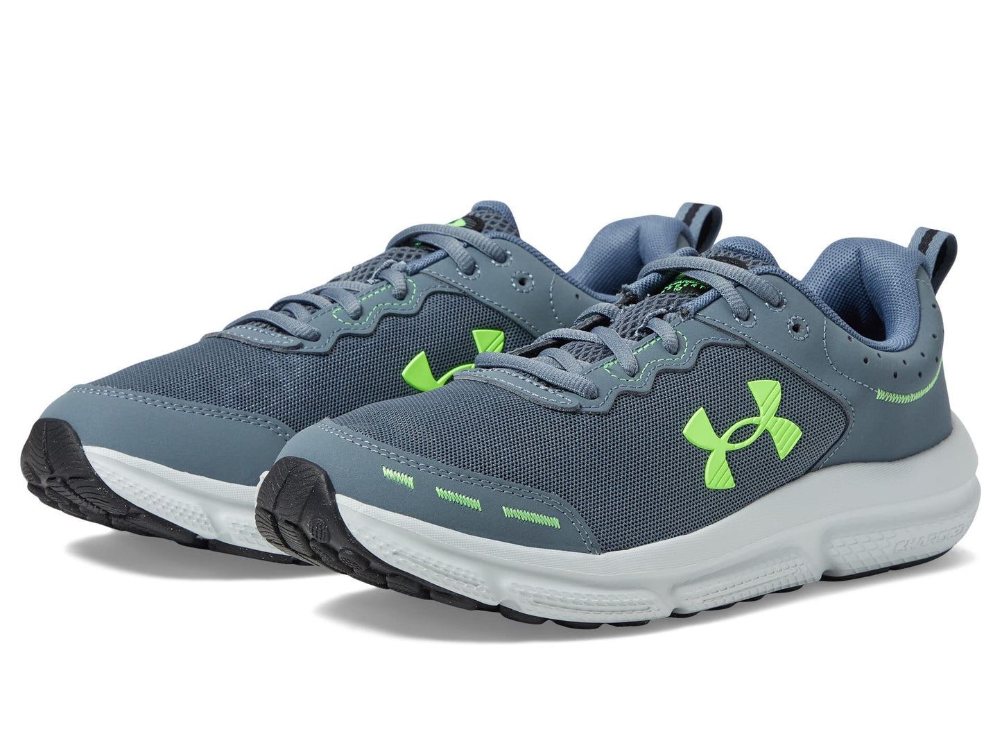Under Armour Men's Charged Assert 10 Shoes, (101) Gravel/Gravel/Lime Surge, 10.5 X-Wide