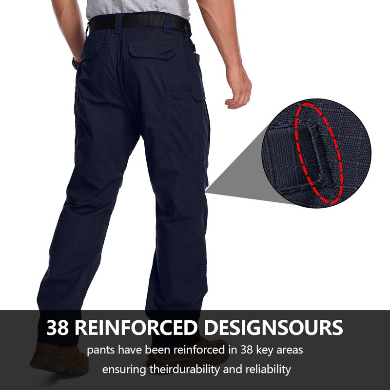 Mens Cargo Tactical Pants Cotton Water Resistant Ripstop Flex Stretch BDU Outdoor Hiking Work Pants for Men (9929 Navy Blue 34)