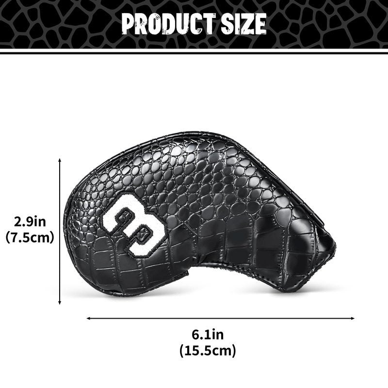 Craftsman Golf 11pcs/Set Crocodile Pattern Iron Covers Headcovers Set Magnetic Closure for Left and Right Handed Golfer