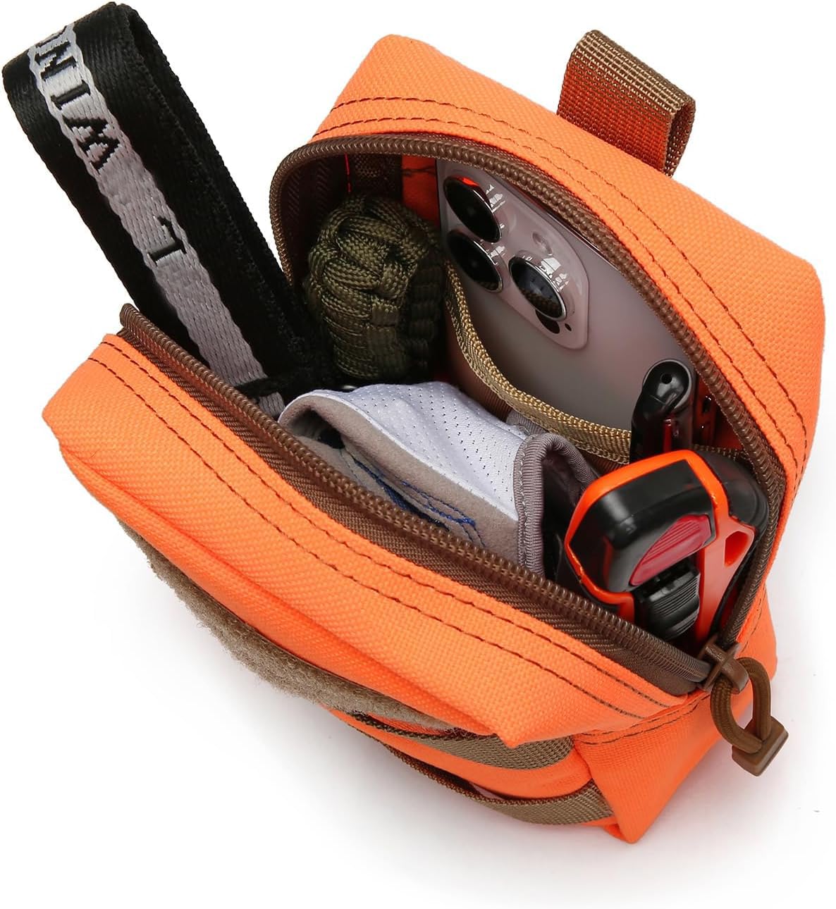 2 Pack Molle Pouches - Tactical Compact Water-Resistant EDC Pouch (Orange)