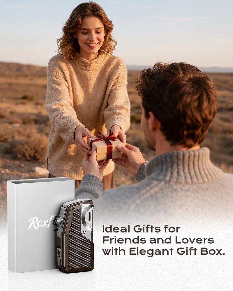 All-in-one Torch Lighter with Built-in Punch, Scissor-Shaped Cutter, Hidden Holder, and Adjustable 2 Jet Flame, Gifts for Men, Refillable Butane Lighter, Lighter with Multi-use Accessories for Travel