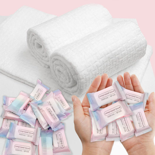 ERHAOG Disposable Face Towel - Travel Towel 16 X 10 in - 22 PCS Compressed Towel Tablets & Camping Towel - Coin Tissues Expands in Water - Magic Washcloths Candy Package for Kitchen Hiking Sport