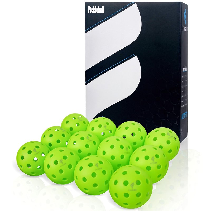 Gustamucho Fligon Pickleball Balls, 12-Pack, Pickleball Balls 40-Hole Outdoor Design, High Bounce, True Flight & Durability for All Skill Levels（Green）