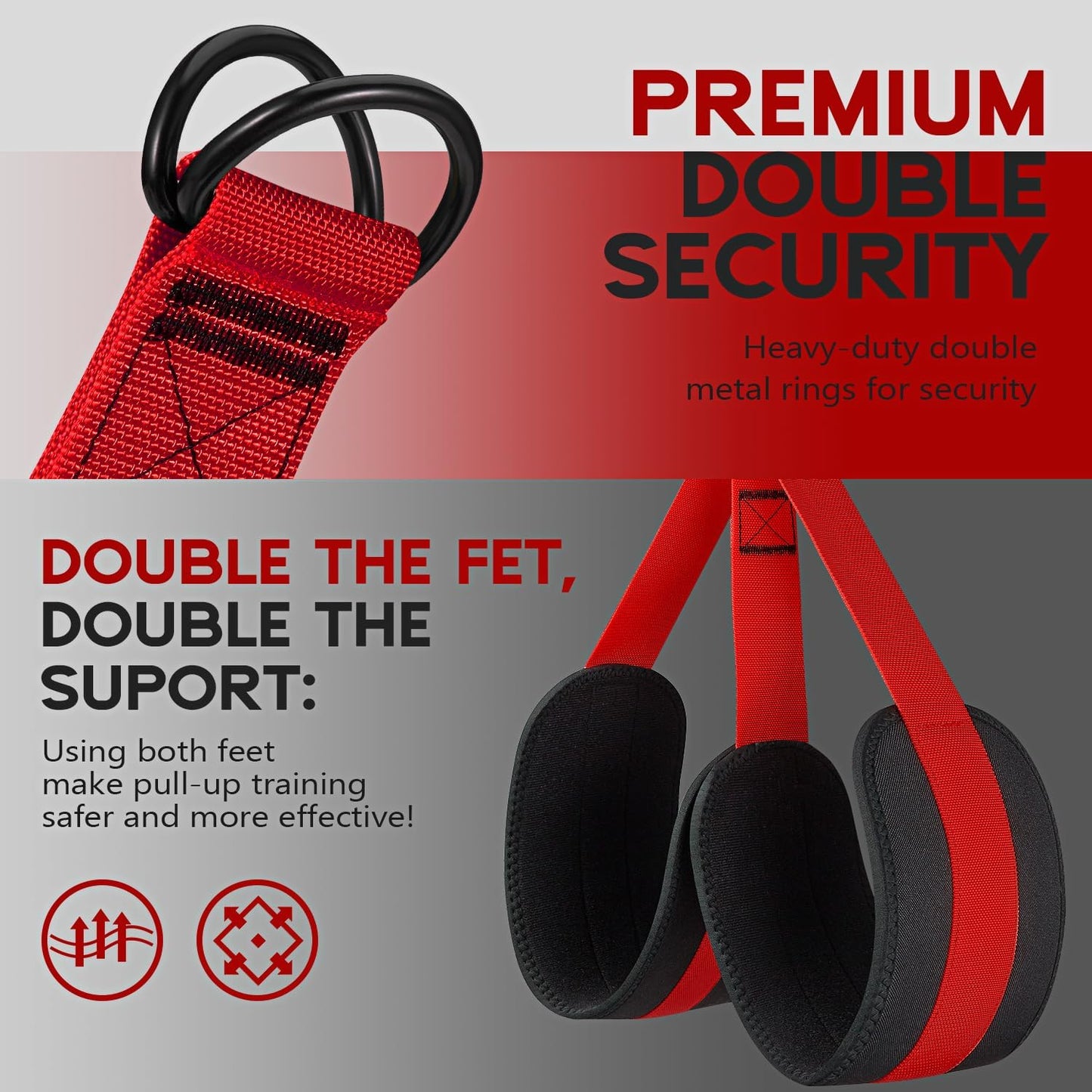 Pull Up Assistance Bands - Adjustable Heavy Duty Resistance Bands for Home Fitness | Comfortable Fabric Feet/Knee Rest, 3 Sizes
