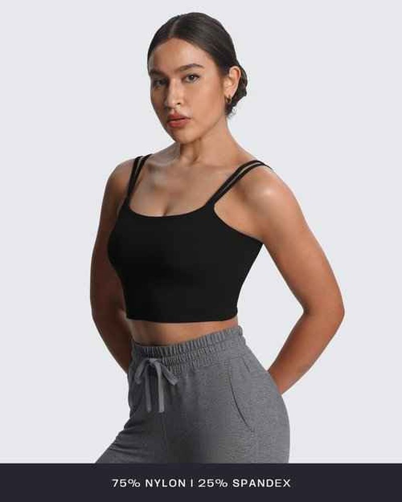 Aoxjox Women's Workout Sports Bras Fitness Yoga Crop Tank Twist Back Cami (Black 3 Pieces Pack, Small)