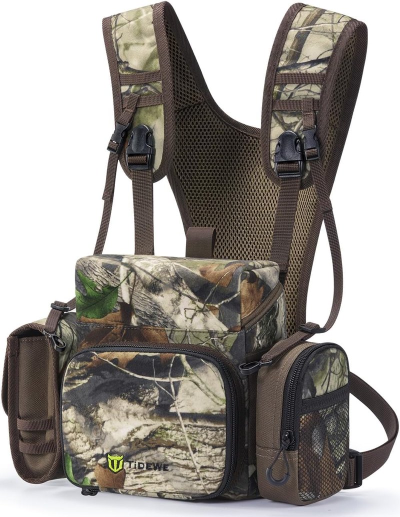 TIDEWE Binocular Harness Chest Pack - Lightweight & Waterproof with MOLLE System | Next Camo G2, 2 Detachable Pouches