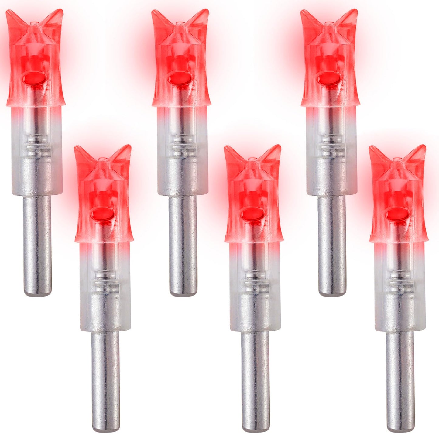 KEAUP 6PCS Lighted Nocks for Crossbow .300/7.62mm Inside Diameter Lighted Arrow Nocks for Archery Hunting (Red)