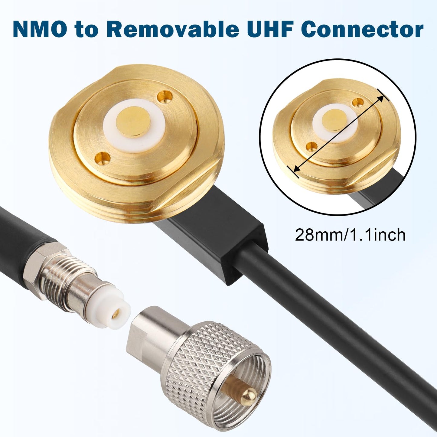 MOOKEERF NMO Antenna Cable,15FT Low Loss RG58 Coaxial CB Antenna Cable Extension with NMO and Removable UHF PL259 Male Connector for VHF/UHF/CB Radio