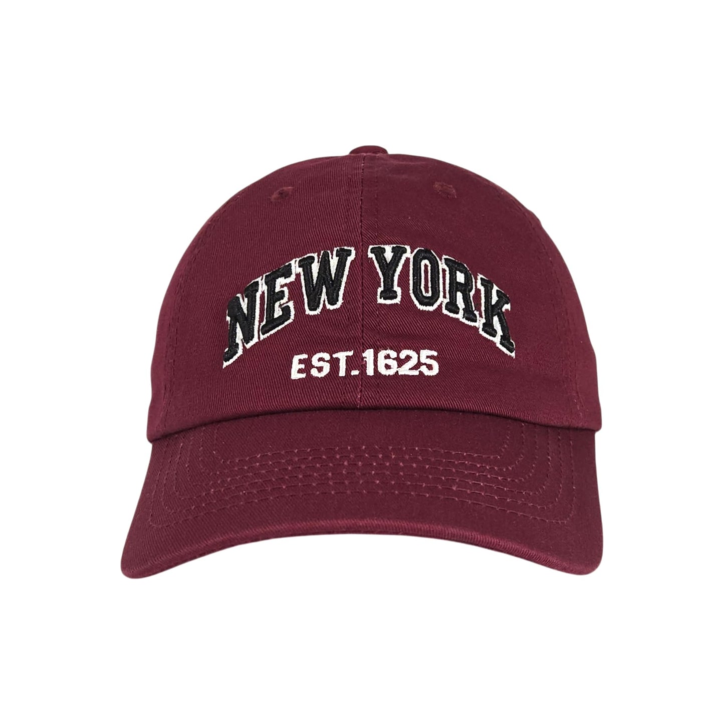 E BY ELIDAN New York Dad Hat – Embroidered NEW YORK EST.1625 Cotton Cap, Adjustable Metal Buckle Strap, Unstructured Low-Profile NY Baseball Cap for Men & Women Burgundy