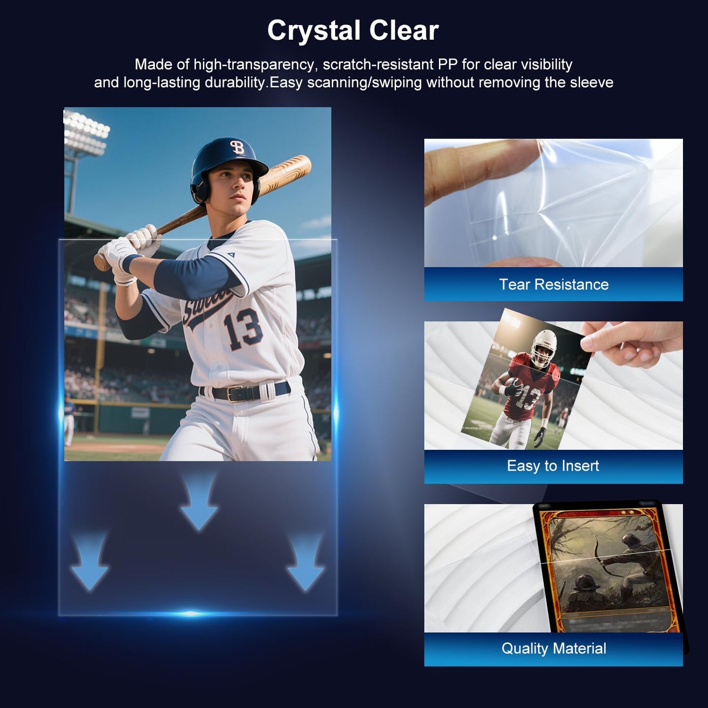 1000 Counts Soft Clear Perfect Fit Card Sleeves for Trading Cards, Exact Fit Protector for TCG, Sports (Basketball, Baseball, Football) and Collectible Cards,Plastic Penny Sleeves (1000)