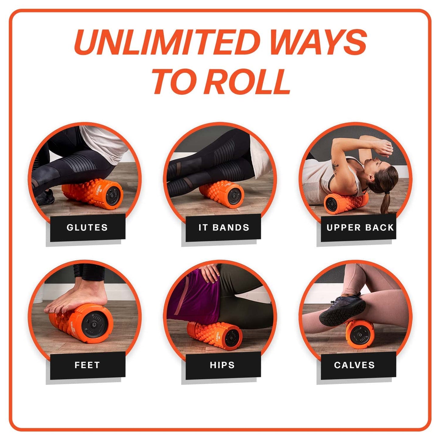 URBNFit Vibrating Foam Roller - Electric Muscle & Back Roller w/ 5 Speeds for Physical Therapy Exercise, Deep Tissue Massage, Post Workout Recovery and Trigger Point Release﻿