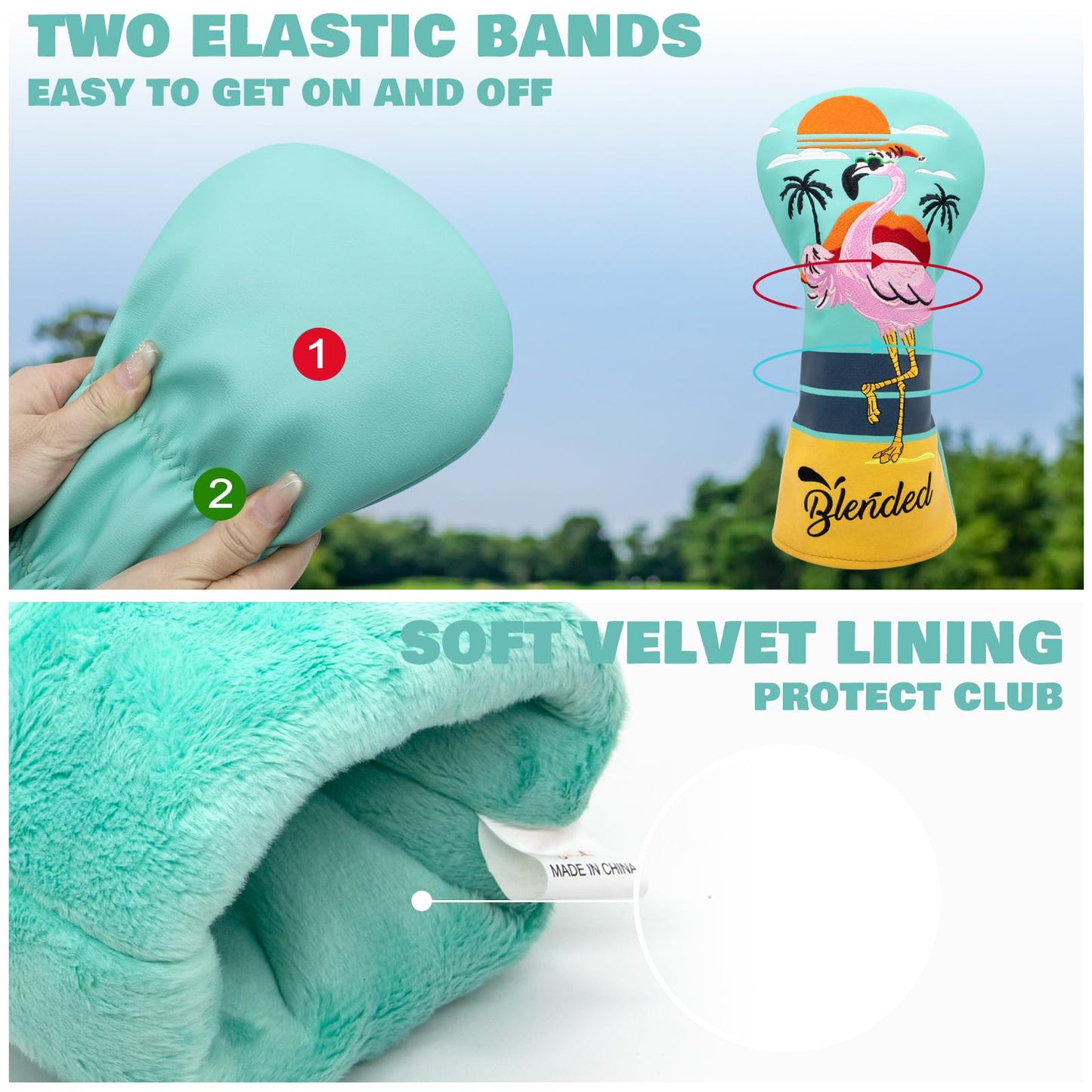 BAIRBRE Golf Club Covers Flamingos Driver Cover Fariway Wood Headcover Hybrid Head Cover Leather Golf Headcover Fit All Brand(for Fariway Wood)