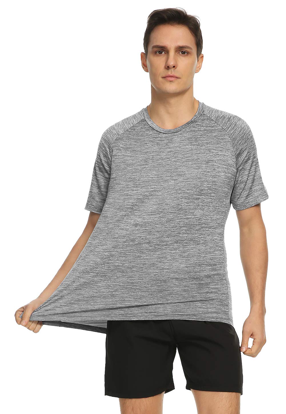 Xelky 4-5 Pack Men's Dry Fit T Shirt Moisture Wicking Athletic Tees Exercise Fitness Activewear Short Sleeves Gym Workout Tops Black/Darkgray/LightGray/LightBlue/Green XL