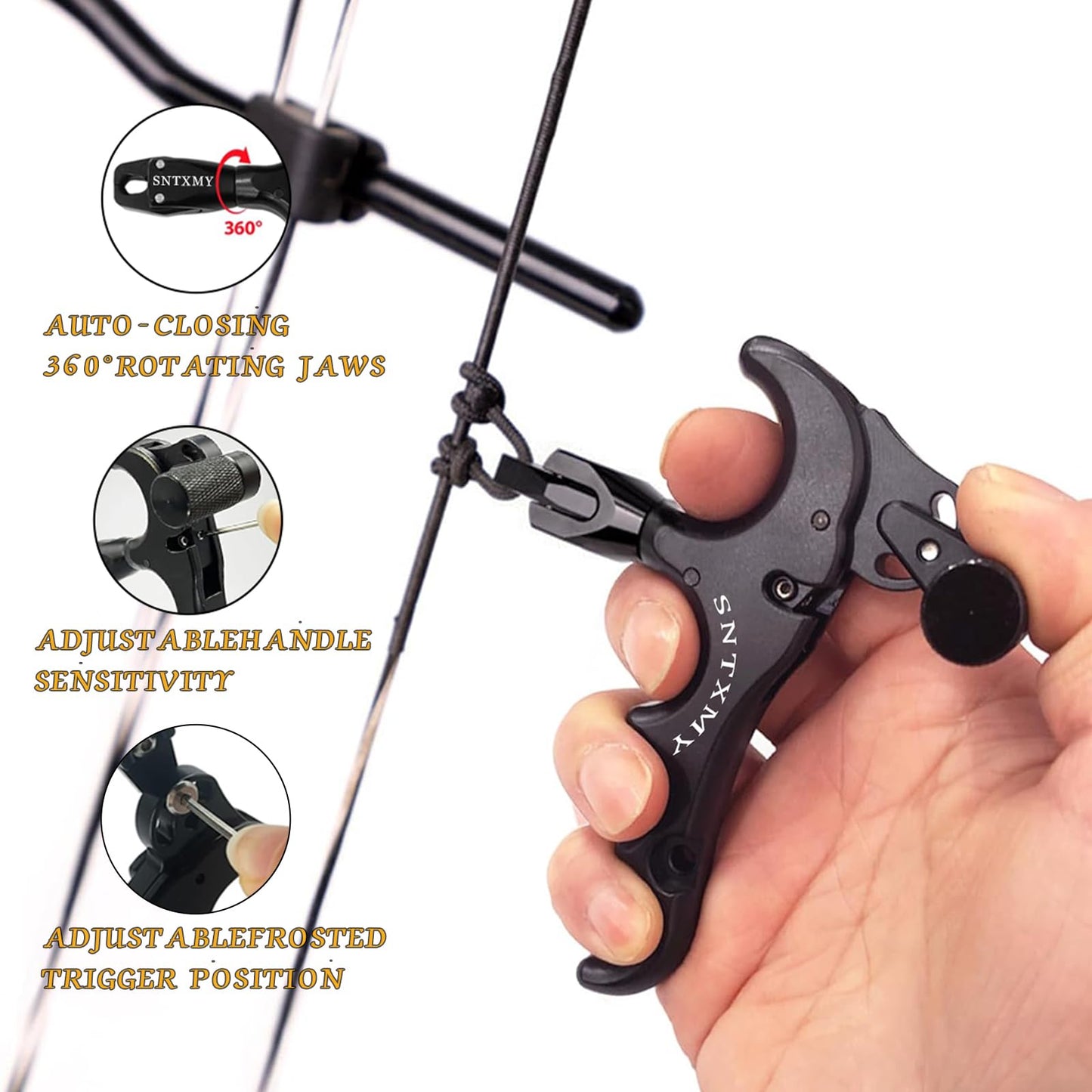 sntxmy Bow Release for Compound Bow, Archery Release Trigger, Compound Bow Release, Thumb Release. (3 Finger Bow Release, Red)