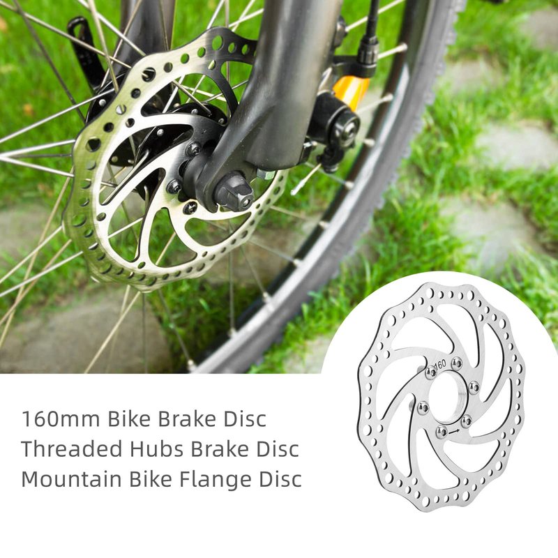 Niiyen 160mm Bicycle Disc Brake Rotor Stainless Steel Bicycle Rotors Mountain Bike Flange Disc Brake Kit Threaded Hubs Brake Disc Rotor Flange Adapter with 6 Bolts