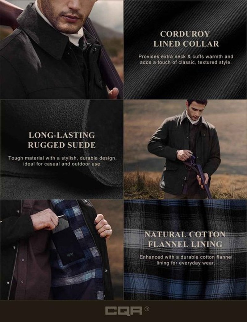 CQR Men's Flannel Shirt Jacket Long Sleeve, Winter Warm Outdoor Casual Plaid Jacket Coat with Pockets, Suede Huntsman Night Sky, Medium