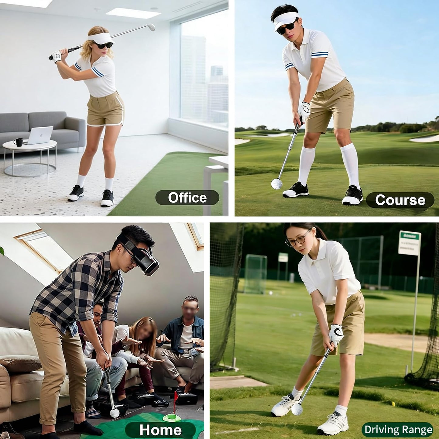 TOTITOM Retractable Golf Swing Training Aid, Golf Grip Trainer for Warm-up, Right-Handed Golf Club for Indoor & Outdoor Practice, Ideal for Beginners Improving Strength