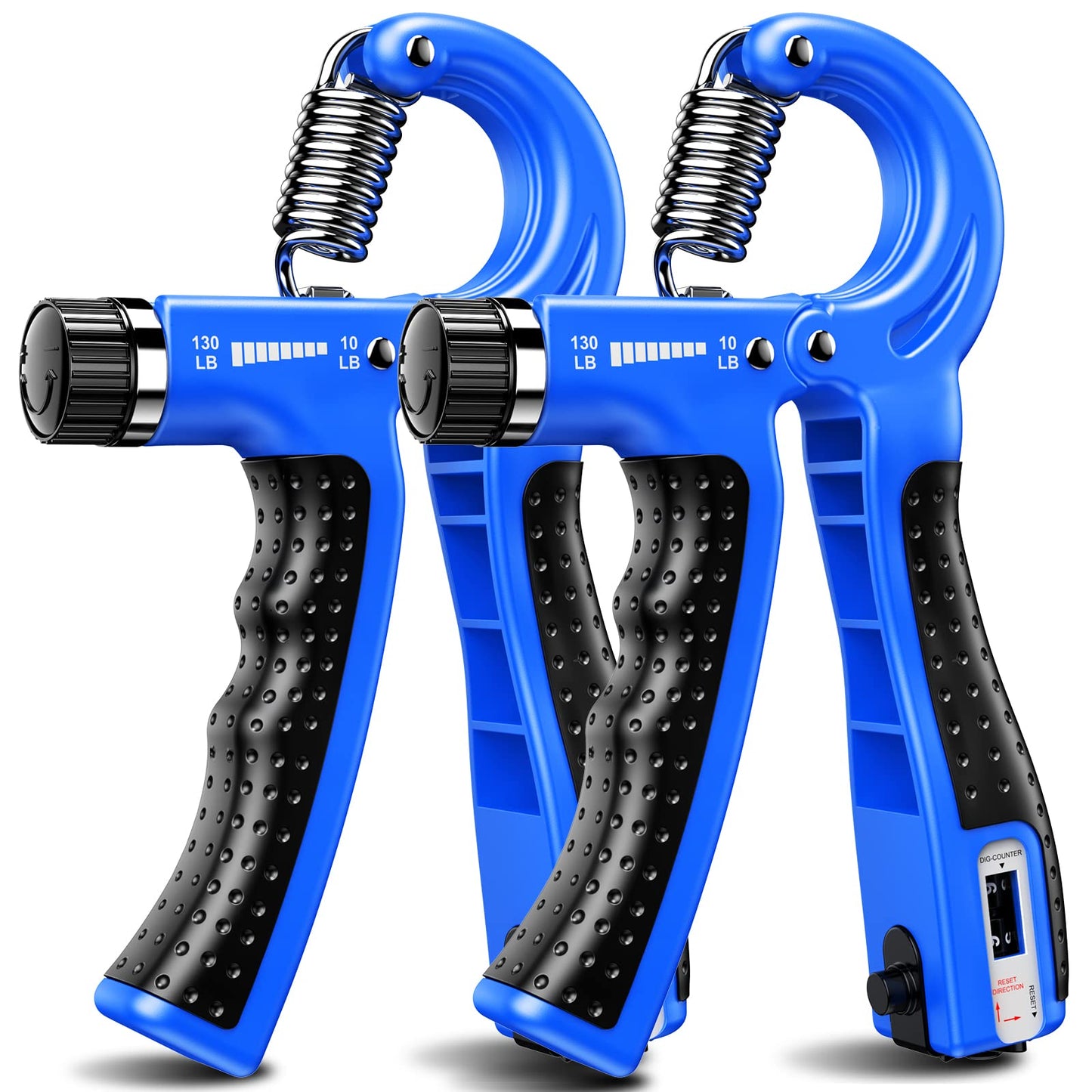 KDG Hand Grip Strengthener 2 Pack(Blue) Adjustable Resistance 10-130 lbs Forearm Exerciser,Grip Strength Trainer for Muscle Building and Injury Recovery for Athletes…