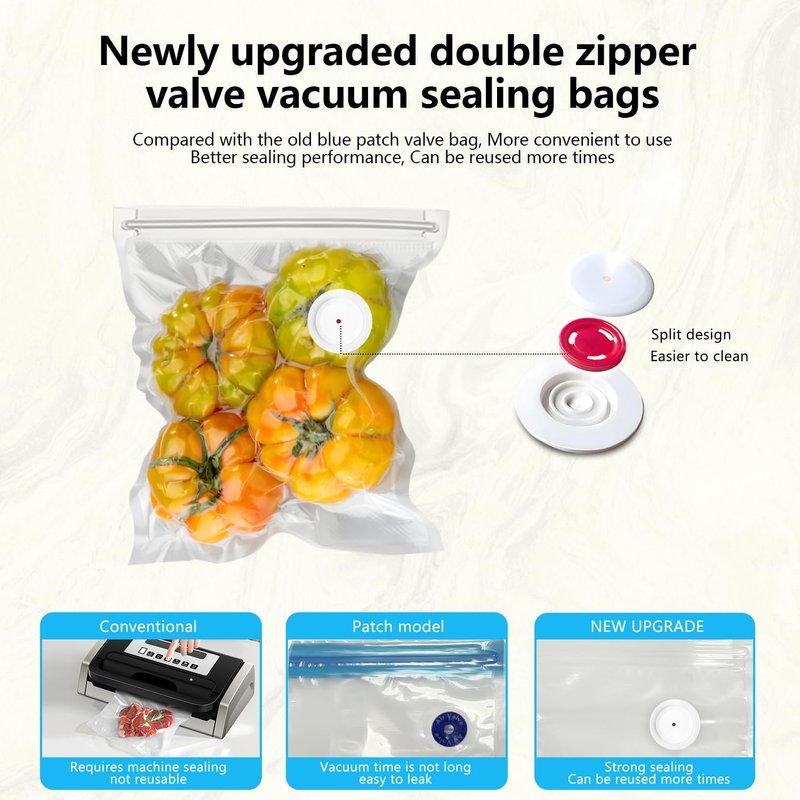 Vixino Vacuum Sealer - Handheld Food Vacuum Sealer with 10 Reusable Bags | Compact & Easy to Use
