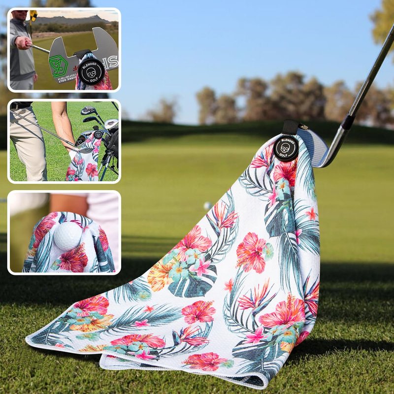 BAIRBRE Golf Towel Magnetic Golf Bags Towel with Clip for Men & Women，Microfiber Fabric Waffle Pattern Golf Towels for Strong Hold to Golf Carts or Clubs (White)