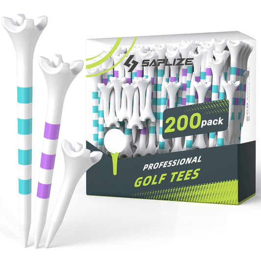 SAPLIZE Upgraded 4-Prong Plastic Golf Tees, Pack of 200 (1-1/2", 2-3/4'', 3-1/4''), Unique Golf Gifts for Golfers, Mixed Color