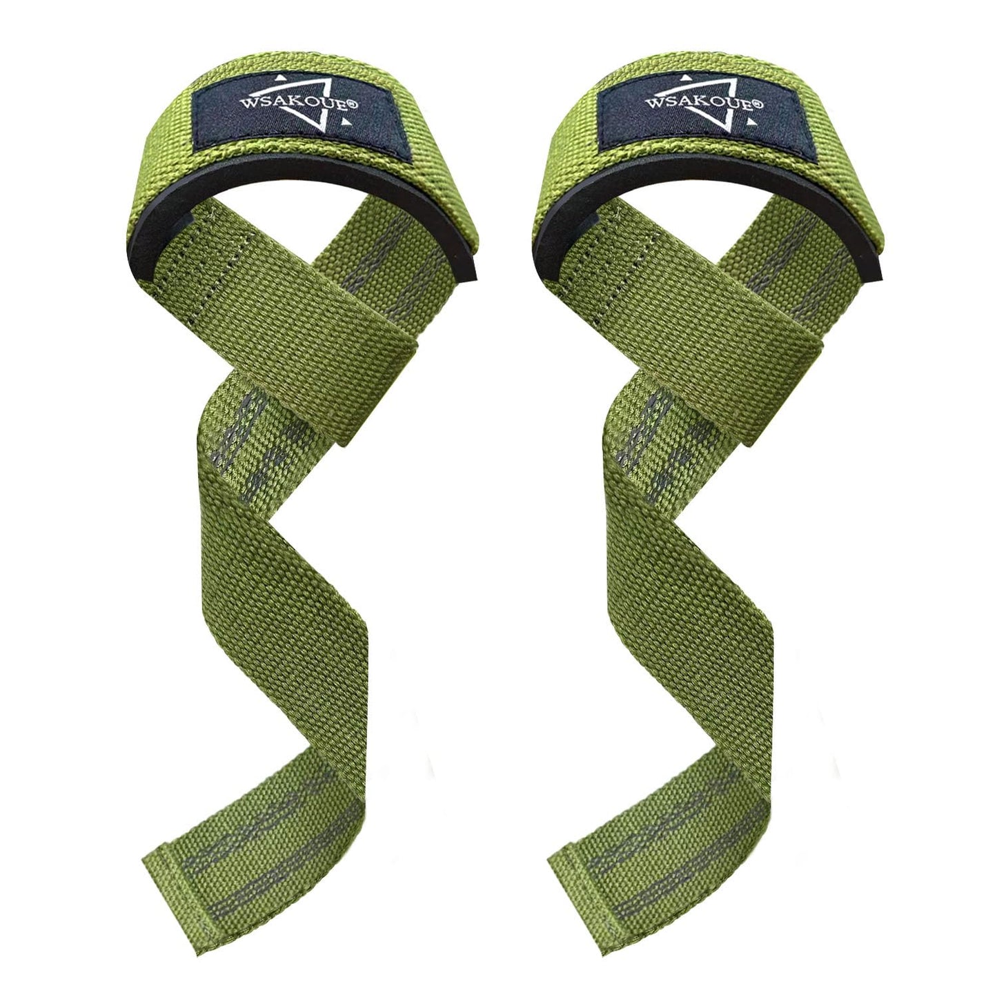 WSAKOUE Lifting Straps, Weightlifting Straps, Deadlift Straps with Padded Neoprene for Power Lifting, Bodybuilding, Gym Workout, Strength Training & Fitness Workout, Resistance - Green