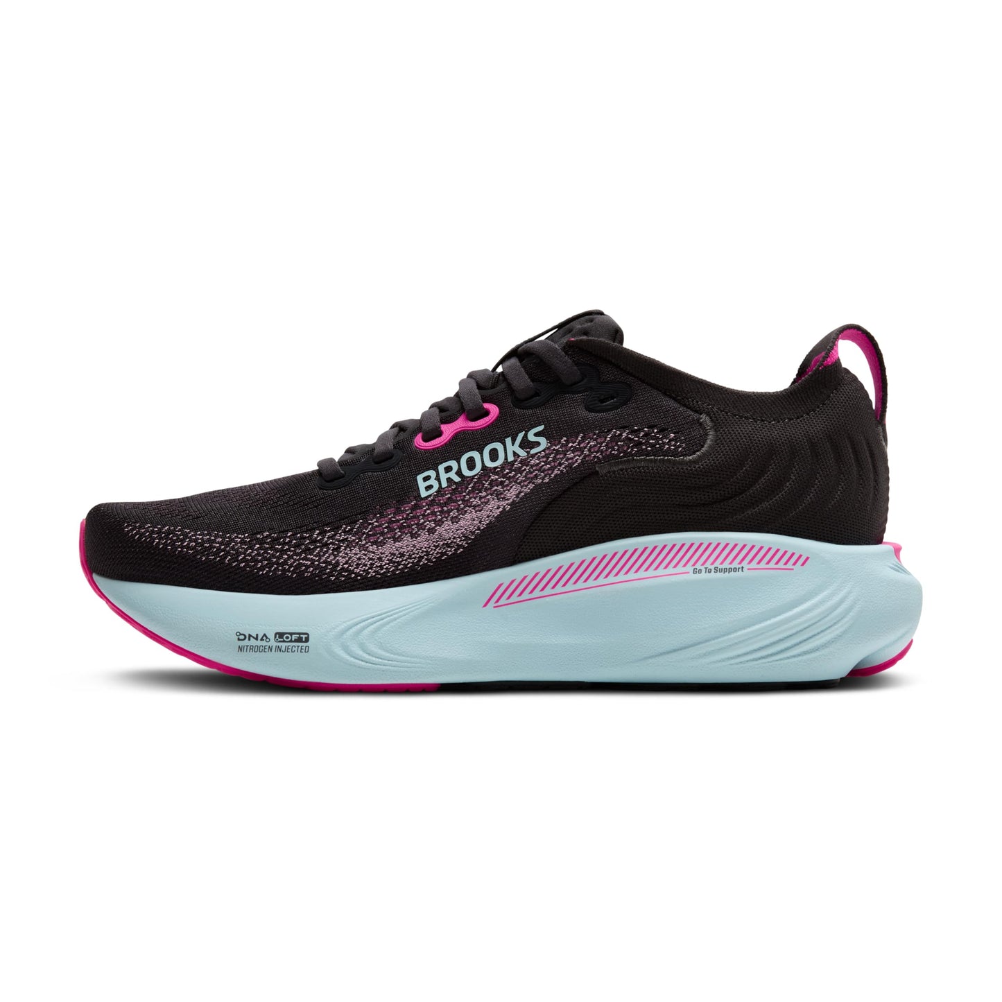 Brooks Women’s Adrenaline GTS 25 Supportive Running & Walking Shoe - Black/Cyber Pink/Iced Aqua - 7 Medium