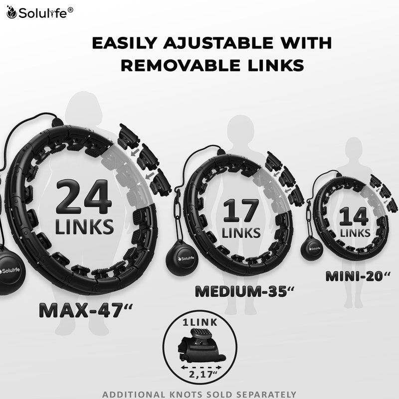 Solulife Experience Fitness Excellence with Our Infinity Hoop Plus Size – Weighted Hula Hoop for Weight Loss – Hula Hoop Exercise Ring with ABS – for All the Sizes (Black)