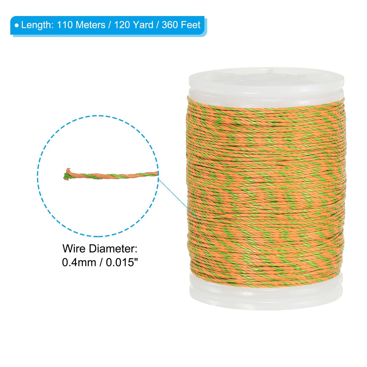 PATIKIL Archery Bow String Serving Thread 120 Yard/110M, 0.015" Dia Bowstring Thread for Tying Peep Sight Nock Compound Recurve Bow, Green Orange
