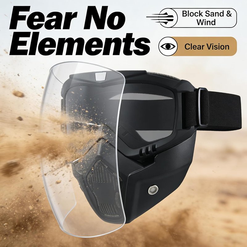 Full Face Paintball Mask - Anti-Fog Tactical Goggles with Removable Face Shield | Airsoft & Motorcycle Use
