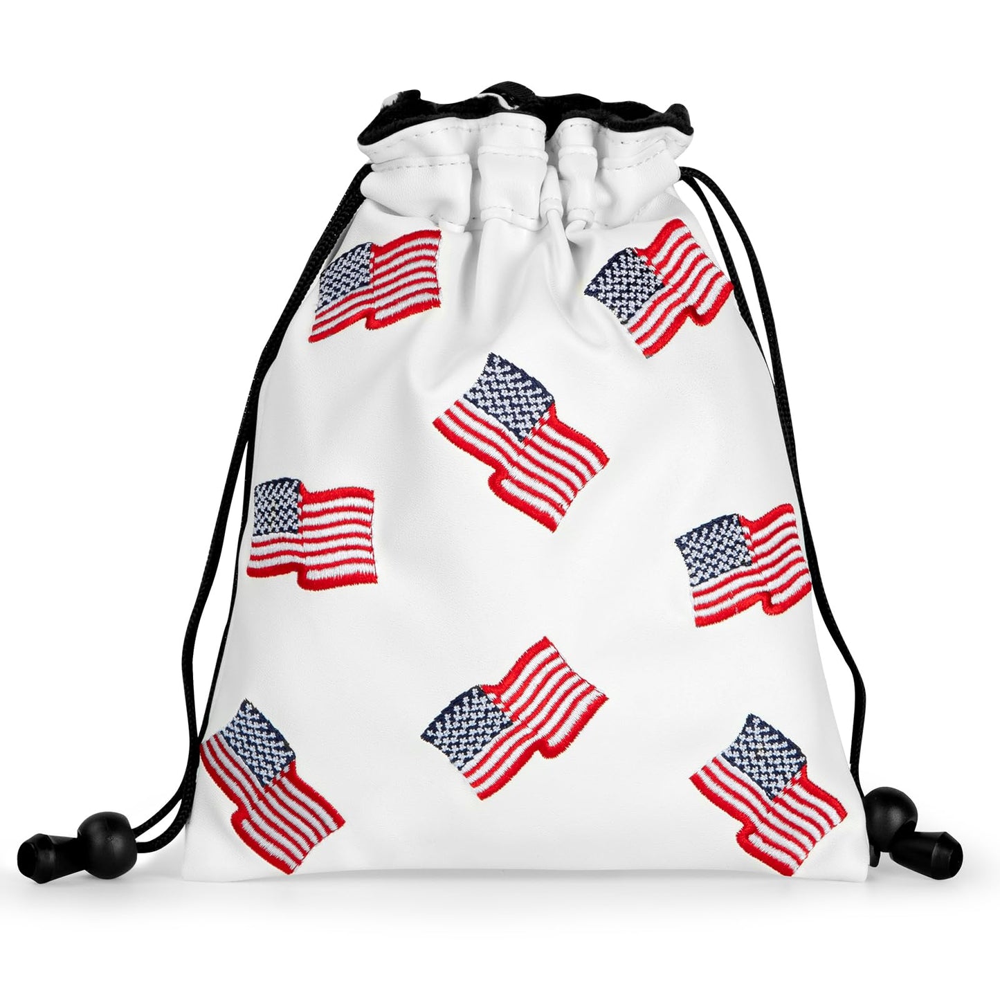 US Patriotism Golf Valuables Pouch Bag with Drawstrings - Premium Faux Leather Golf Tee Pouch Accessorries for Men
