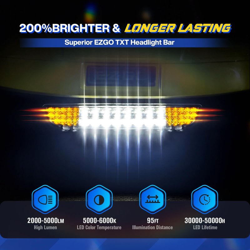 SUPGCPER EZGO LED Headlight Taillight Kit for TXT 1996-2013 Carts, 12V Golf Cart LED Light Bar Kit with Wiring Harness Switch, High-Brightness Street Legal Light Kit