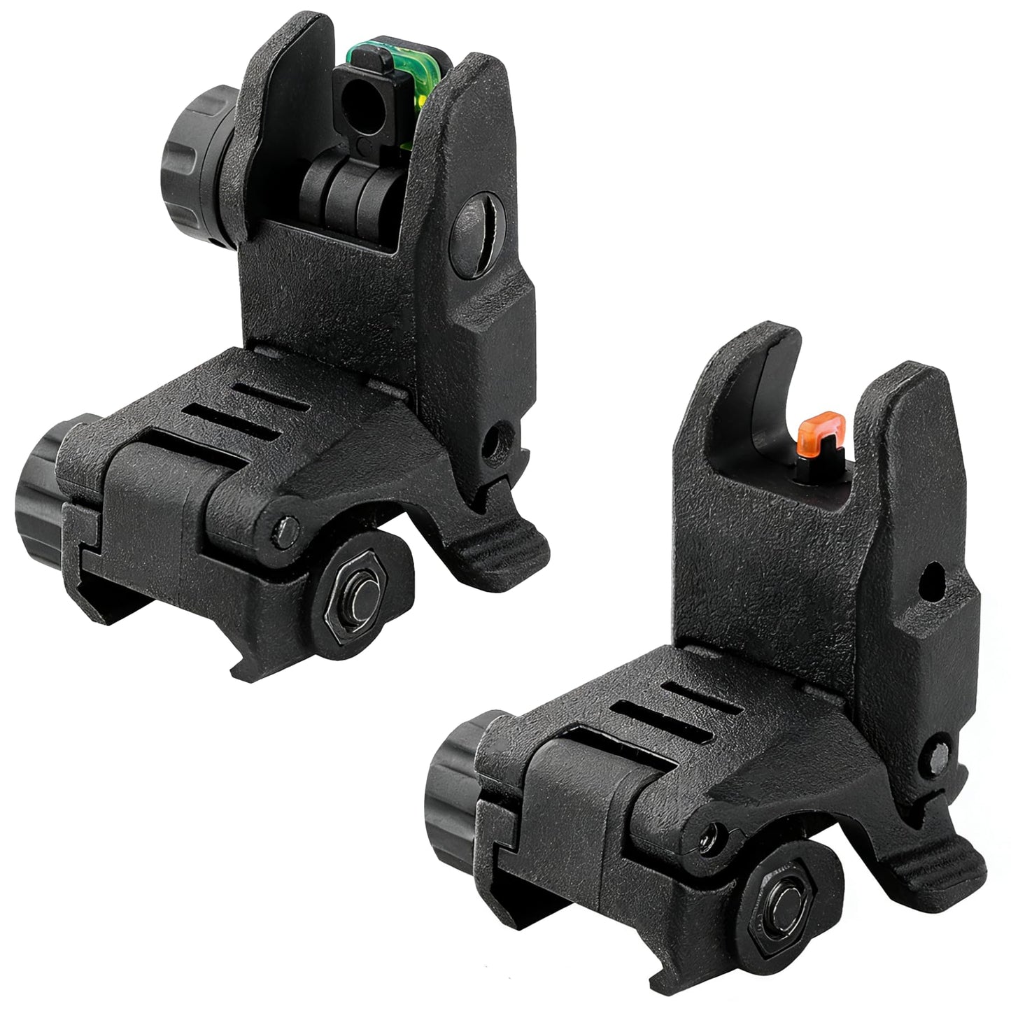 DOPETANE Fiber Optic Sights Flip Up Front and Rear Backup Sights with Red Green Fiber Optics Polymer Fiber Sight Black