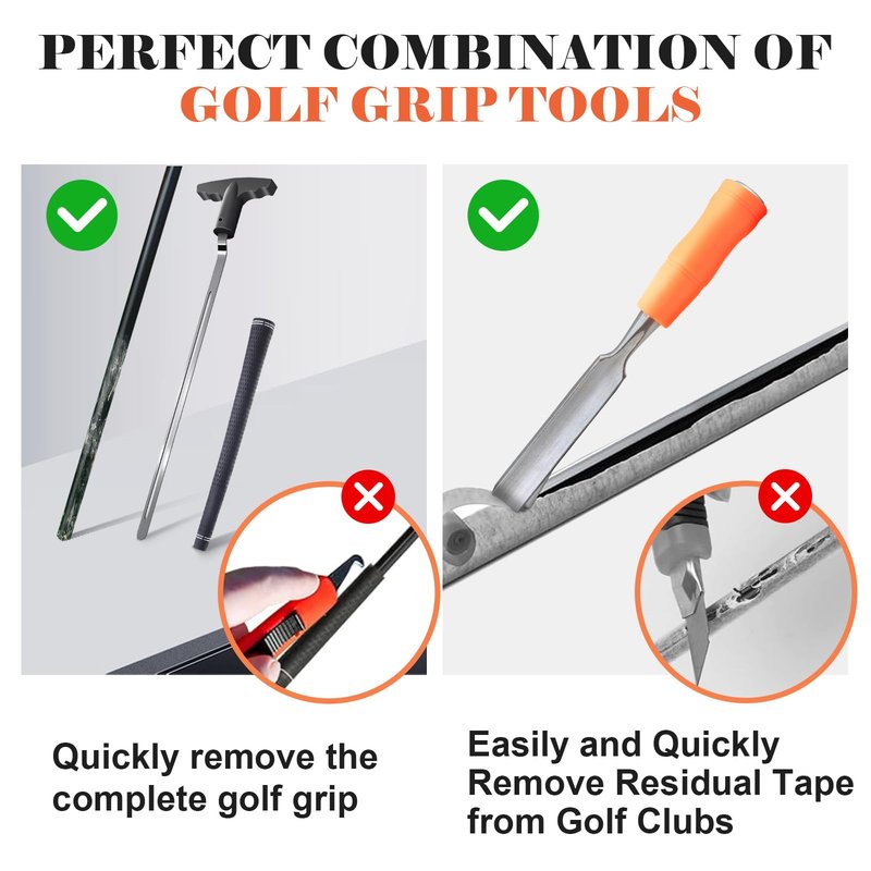 Golf Grip Tape Stripper Remover Tool & Golf Grip Removal Tool - Golf Grip Kit,Groove Remover Saver for Standard Length Swinging Grips，High-Carbon Steel Golf Club Tool， Golf Tools Golf Grip Tool